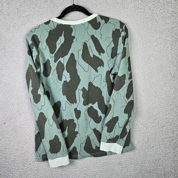 Adidas Sweatshirt Womens S Green Black Camo Pullover Logo Spell Out Streetwear - Picture 2 of 10